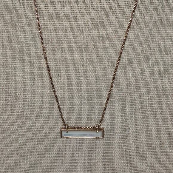 Kendra Scott Leanor Bar Necklace Rose gold Ivory mother of pearl New - Picture 4 of 6